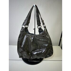 Coach Shoulder Bag Gray Patent Leather Used Condition 13900